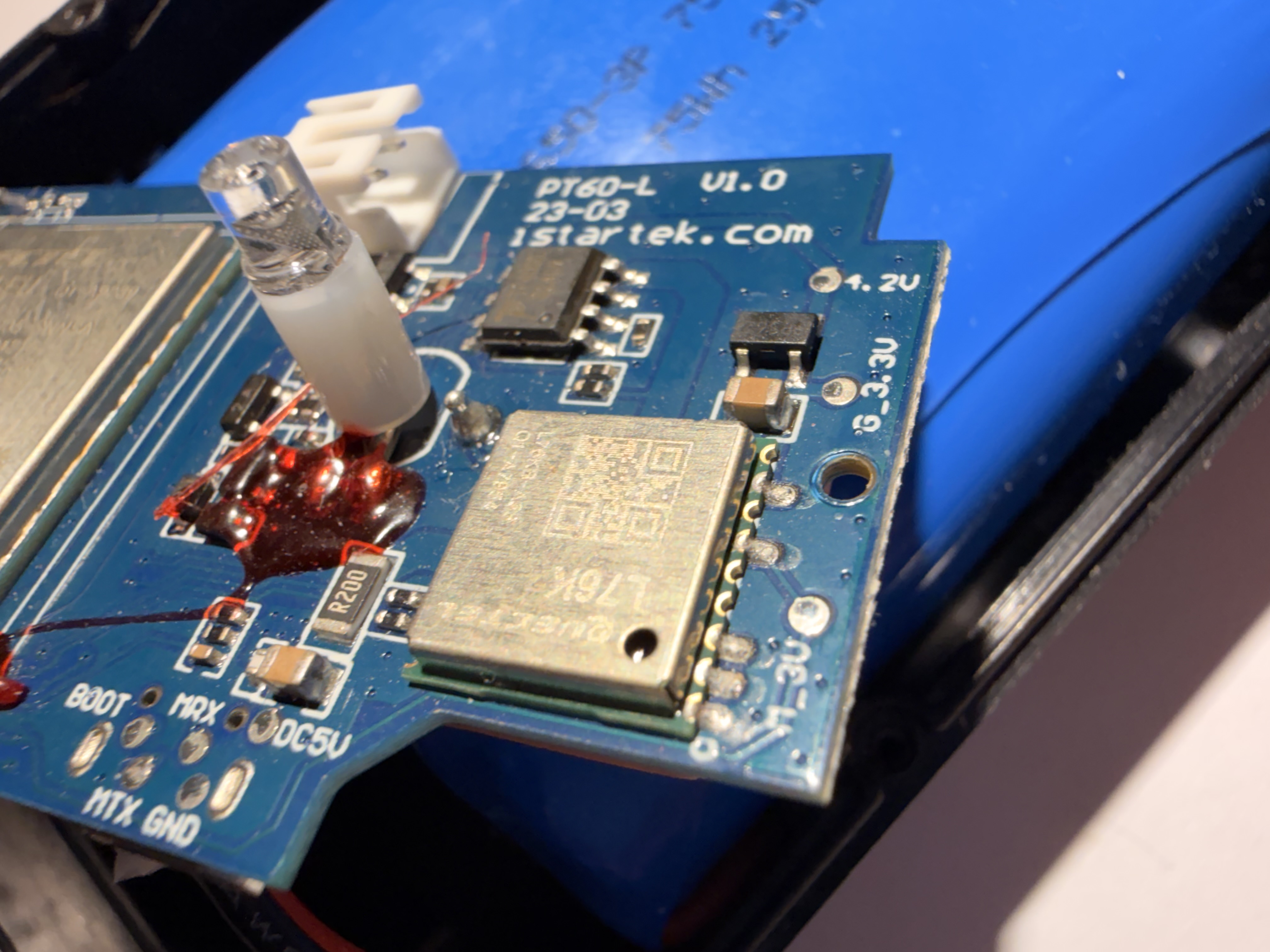 Area MCU + modulo GPS Quectel L76K visibile
