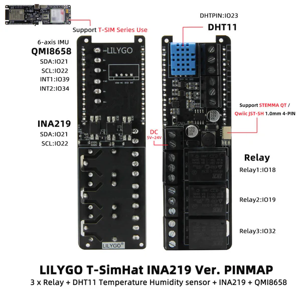 LilyGO T-SimHat INA219 Ver. pinout